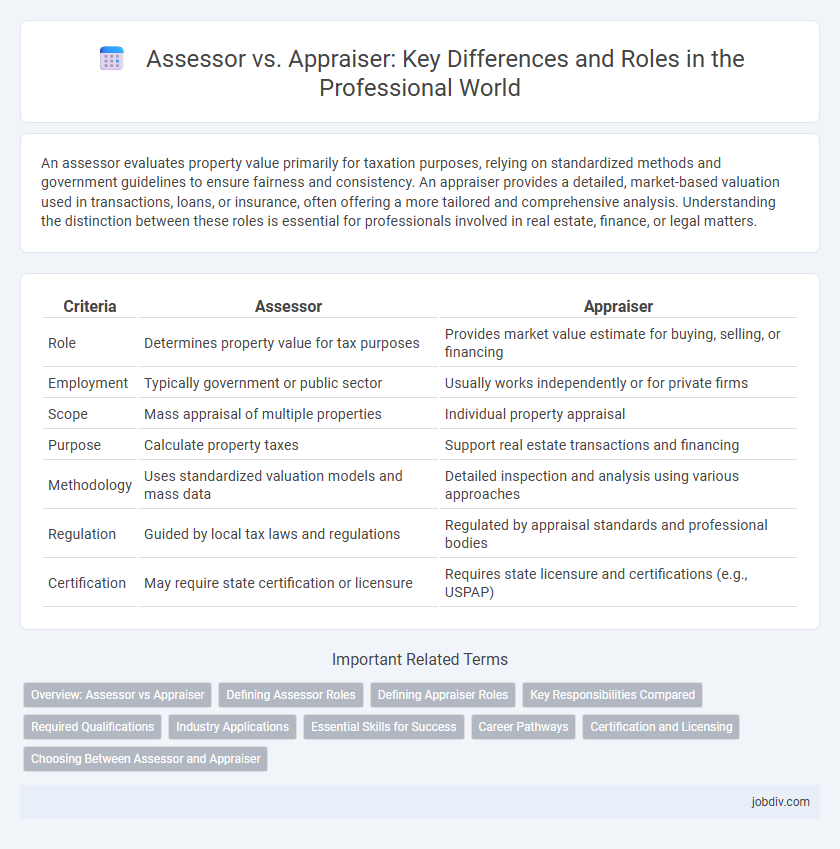 Assessor vs. Appraiser: Key Differences and Roles in the Professional World