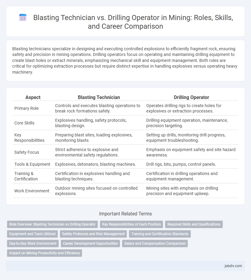 Blasting Technician vs. Drilling Operator in Mining: Roles, Skills, and Career Comparison
