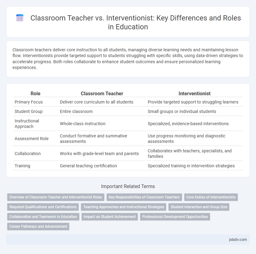 Classroom Teacher vs. Interventionist: Key Differences and Roles in Education