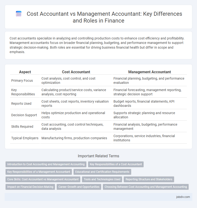 Cost Accountant vs Management Accountant: Key Differences and Roles in Finance