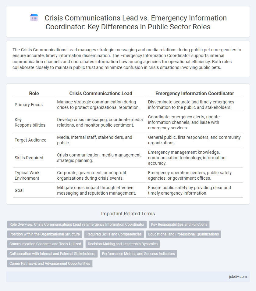 Crisis Communications Lead vs. Emergency Information Coordinator: Key Differences in Public Sector Roles