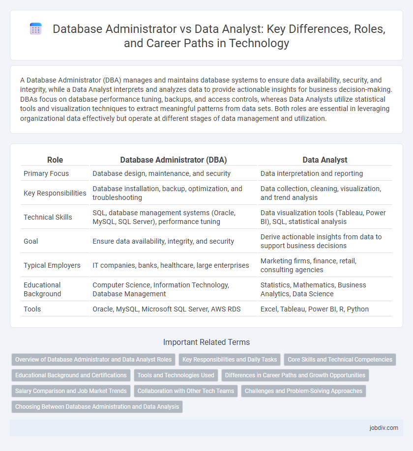 Database Administrator vs Data Analyst: Key Differences, Roles, and Career Paths in Technology