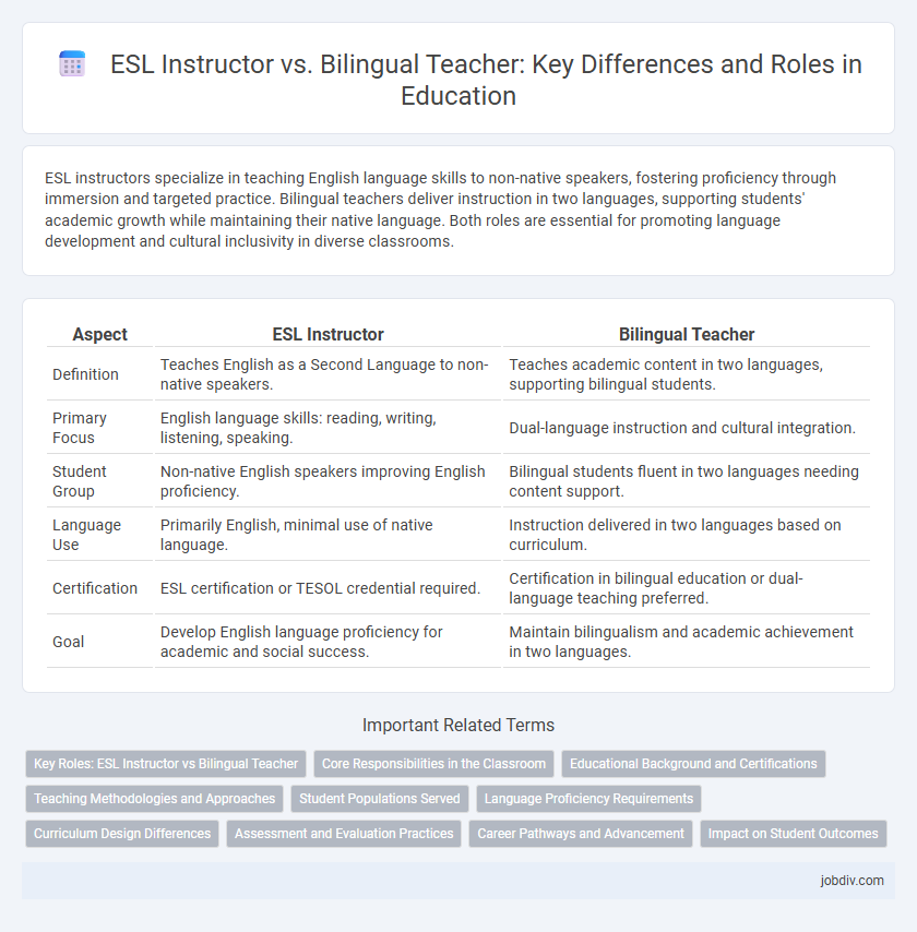 ESL Instructor vs. Bilingual Teacher: Key Differences and Roles in Education