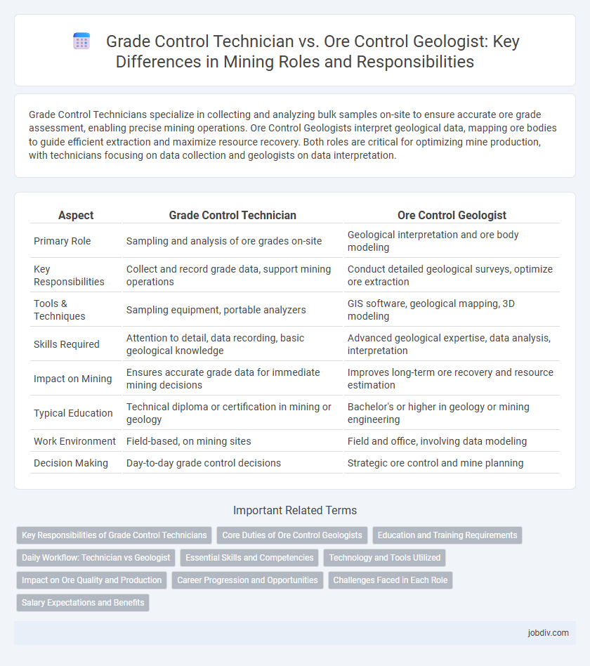 Grade Control Technician vs. Ore Control Geologist: Key Differences in Mining Roles and Responsibilities