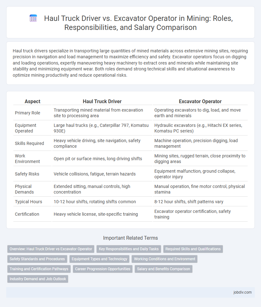Haul Truck Driver vs. Excavator Operator in Mining: Roles, Responsibilities, and Salary Comparison