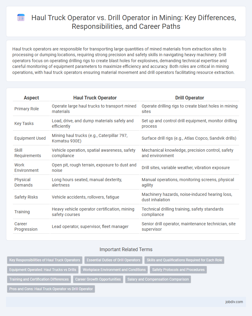 Haul Truck Operator vs. Drill Operator in Mining: Key Differences, Responsibilities, and Career Paths