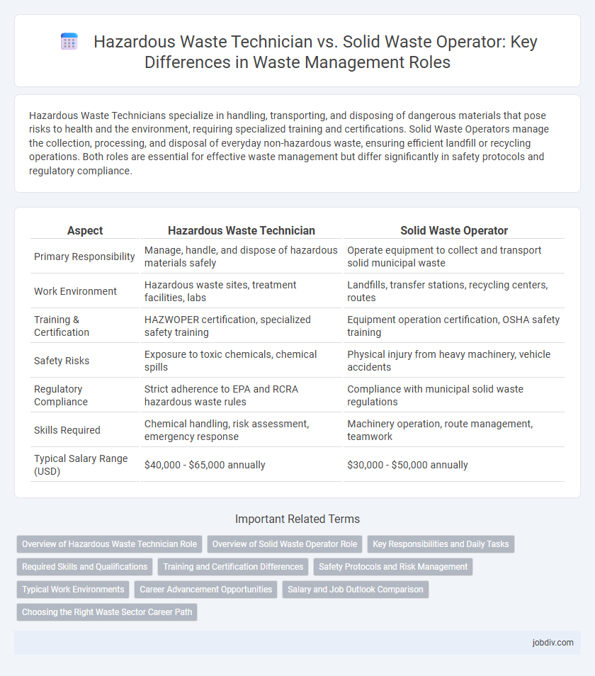 Hazardous Waste Technician vs. Solid Waste Operator: Key Differences in Waste Management Roles