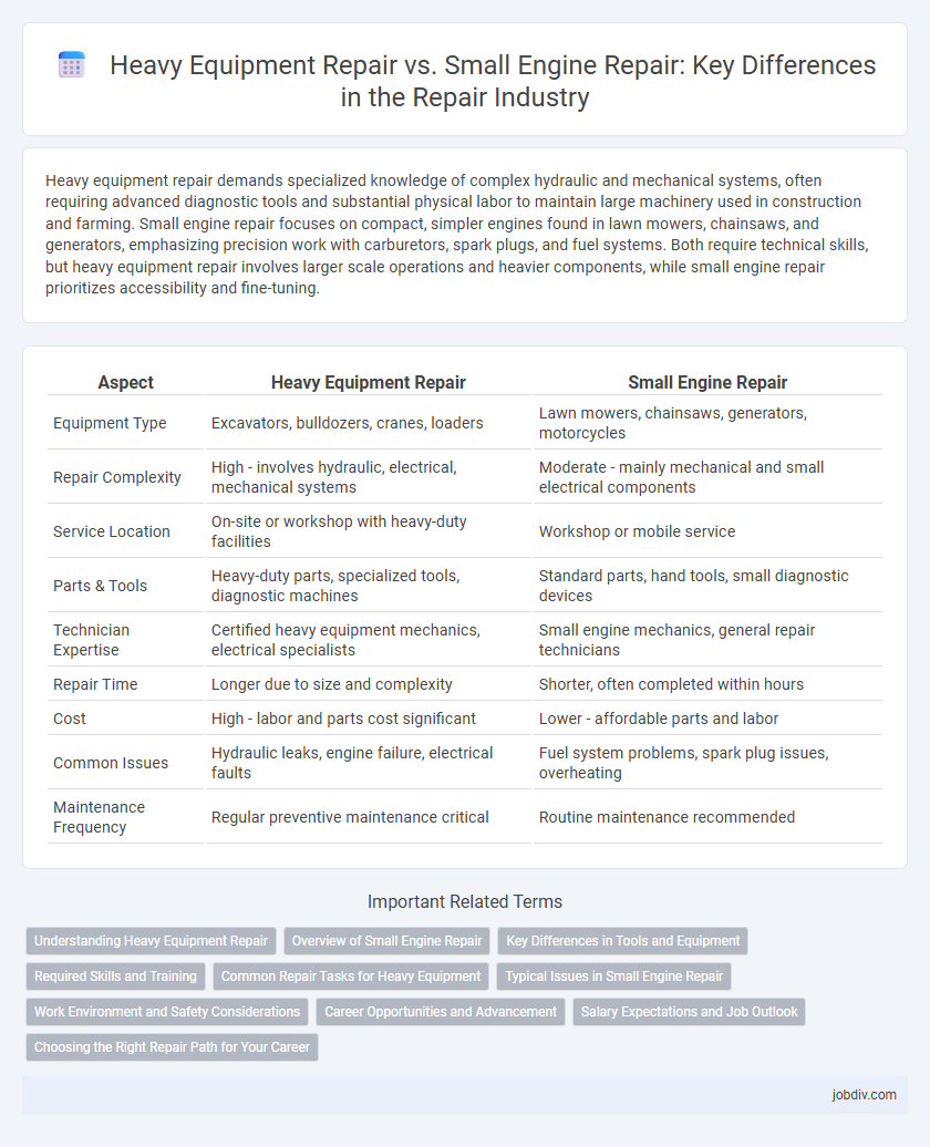 Heavy Equipment Repair vs. Small Engine Repair: Key Differences in the Repair Industry