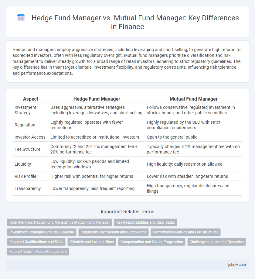 Hedge Fund Manager vs. Mutual Fund Manager: Key Differences in Finance