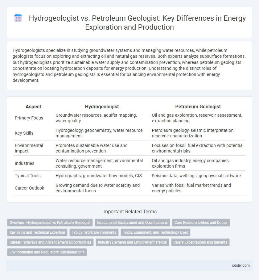 Hydrogeologist vs. Petroleum Geologist: Key Differences in Energy Exploration and Production