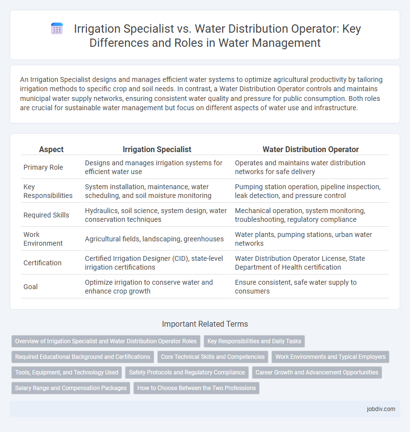 Irrigation Specialist vs. Water Distribution Operator: Key Differences and Roles in Water Management