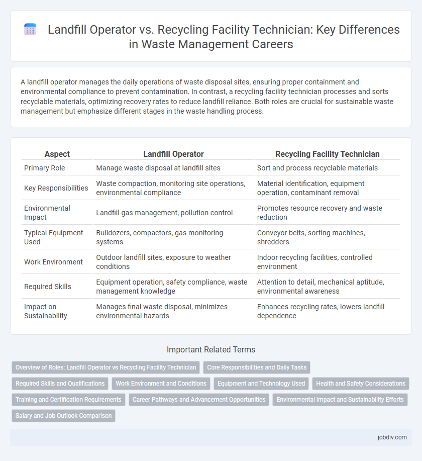 Landfill Operator vs. Recycling Facility Technician: Key Differences in Waste Management Careers