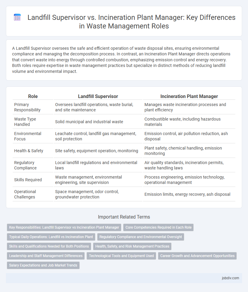 Landfill Supervisor vs. Incineration Plant Manager: Key Differences in Waste Management Roles