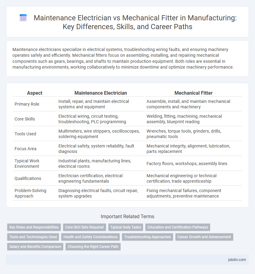 Maintenance Electrician vs Mechanical Fitter in Manufacturing: Key Differences, Skills, and Career Paths
