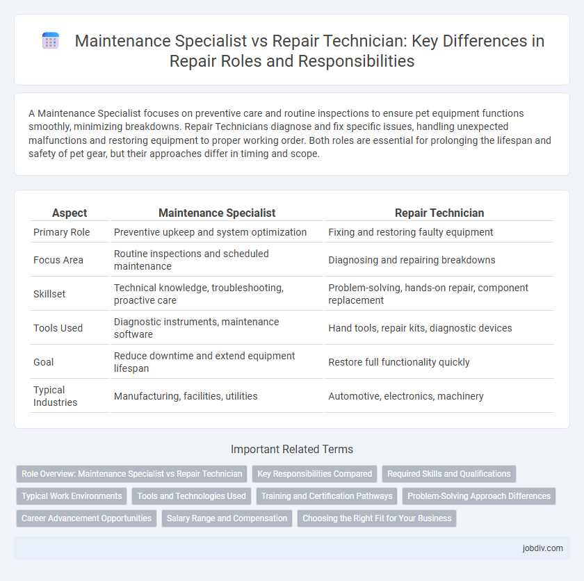 Maintenance Specialist vs Repair Technician: Key Differences in Repair Roles and Responsibilities