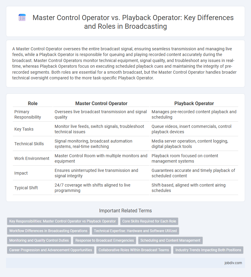 Master Control Operator vs. Playback Operator: Key Differences and Roles in Broadcasting