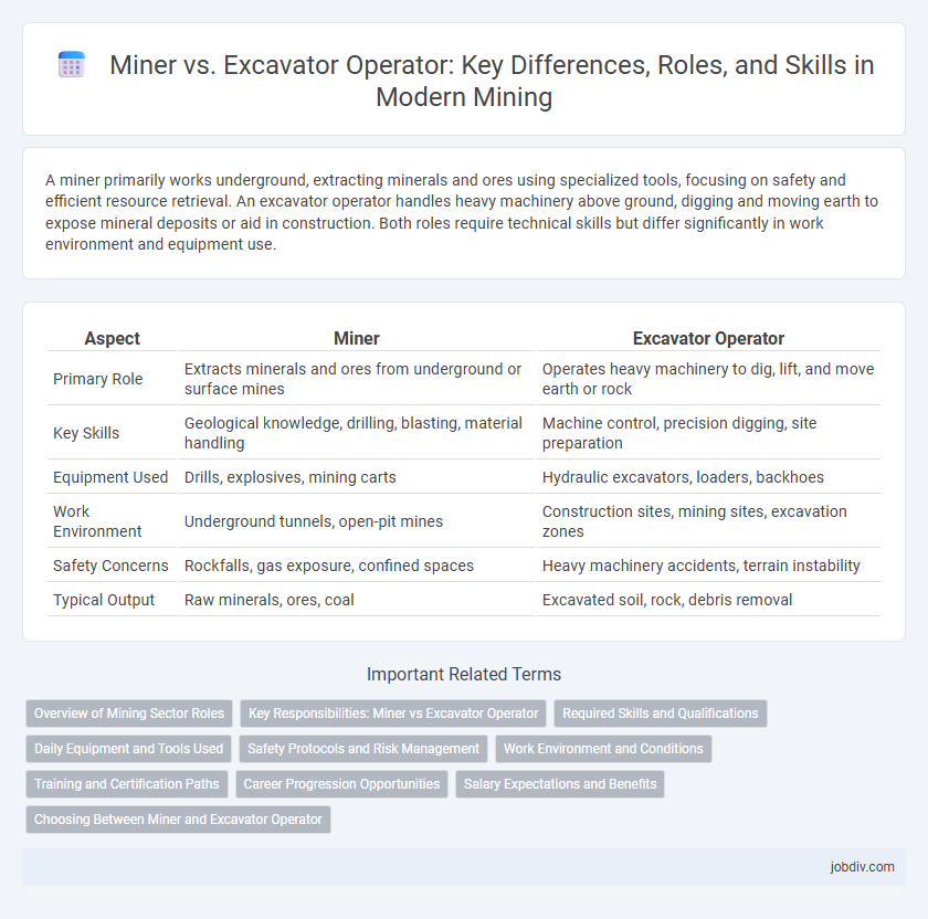 Miner vs. Excavator Operator: Key Differences, Roles, and Skills in Modern Mining
