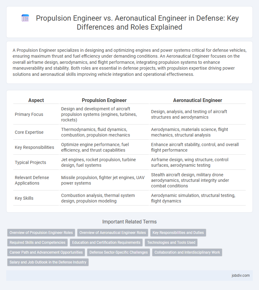 Propulsion Engineer vs. Aeronautical Engineer in Defense: Key Differences and Roles Explained