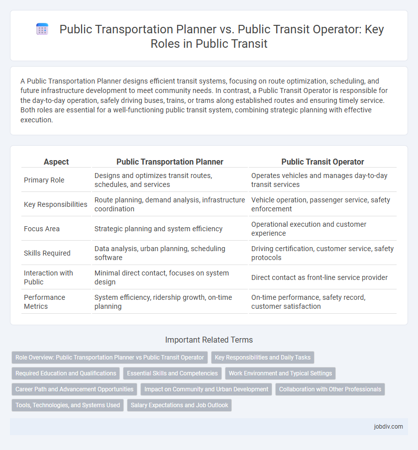 Public Transportation Planner vs. Public Transit Operator: Key Roles in Public Transit