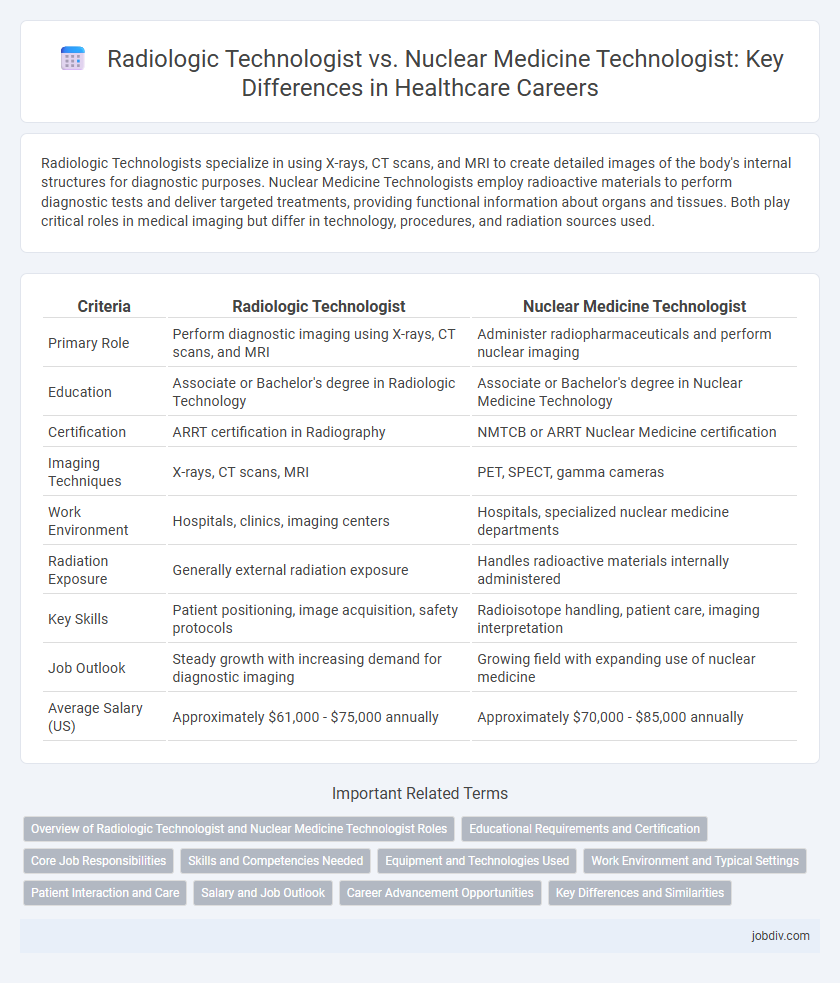 Radiologic Technologist vs. Nuclear Medicine Technologist: Key Differences in Healthcare Careers