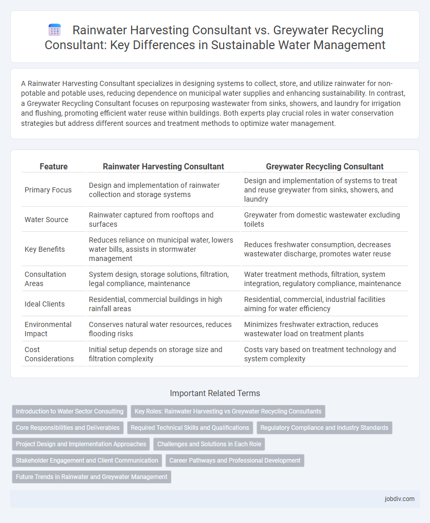 Rainwater Harvesting Consultant vs. Greywater Recycling Consultant: Key Differences in Sustainable Water Management