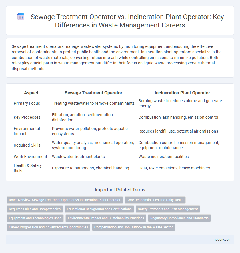 Sewage Treatment Operator vs. Incineration Plant Operator: Key Differences in Waste Management Careers