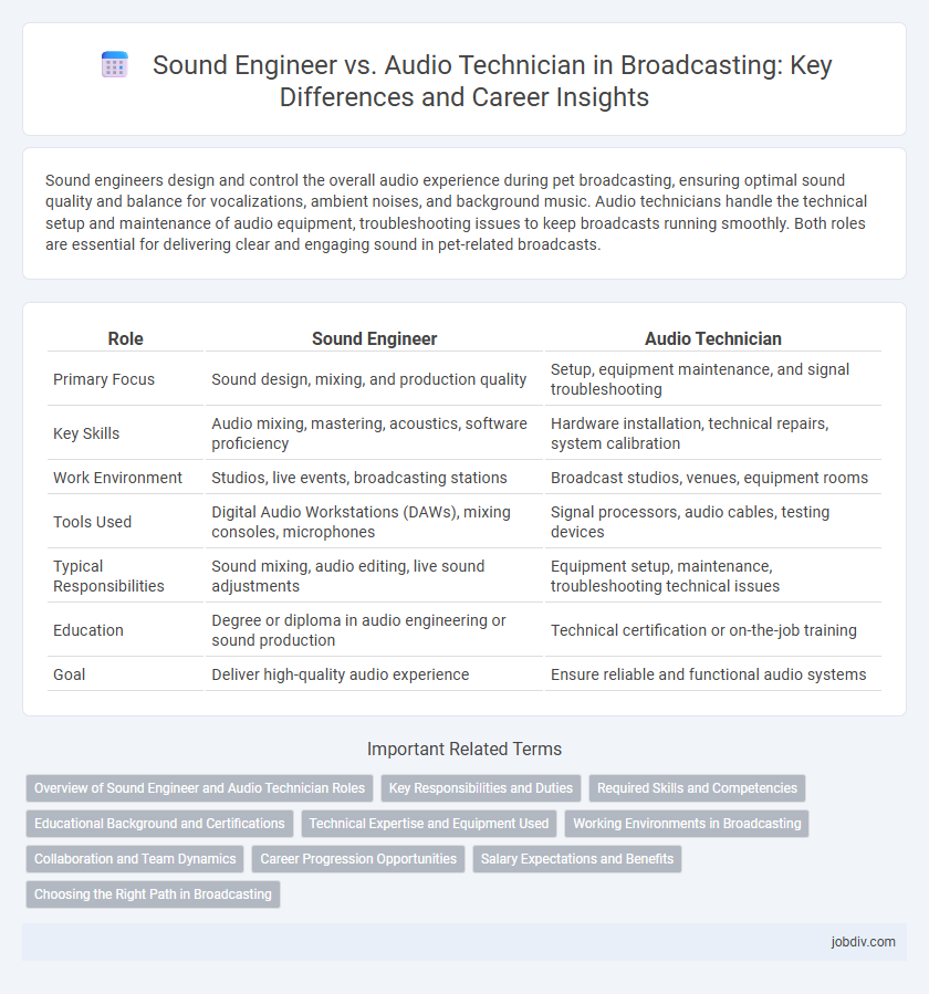 Sound Engineer vs. Audio Technician in Broadcasting: Key Differences and Career Insights