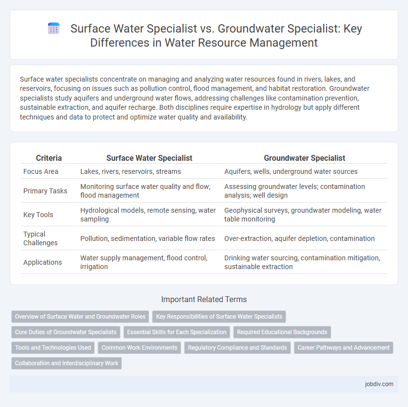 Surface Water Specialist vs. Groundwater Specialist: Key Differences in Water Resource Management