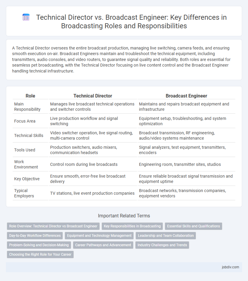 Technical Director vs. Broadcast Engineer: Key Differences in Broadcasting Roles and Responsibilities