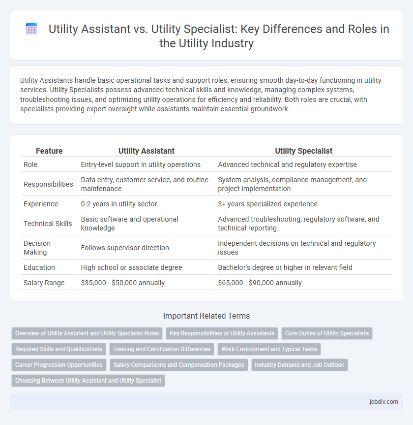 Utility Assistant vs. Utility Specialist: Key Differences and Roles in the Utility Industry