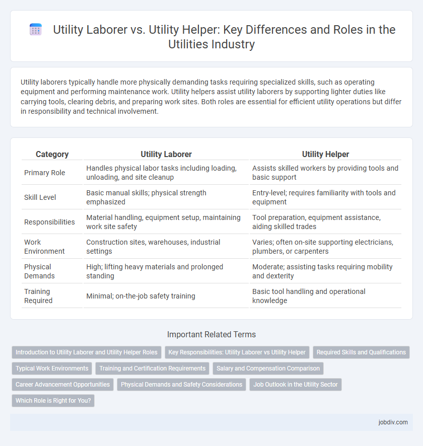 Utility Laborer vs. Utility Helper: Key Differences and Roles in the Utilities Industry