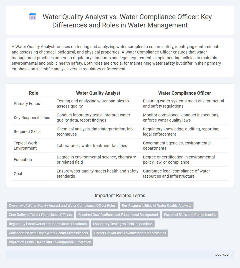 Water Quality Analyst vs. Water Compliance Officer: Key Differences and Roles in Water Management