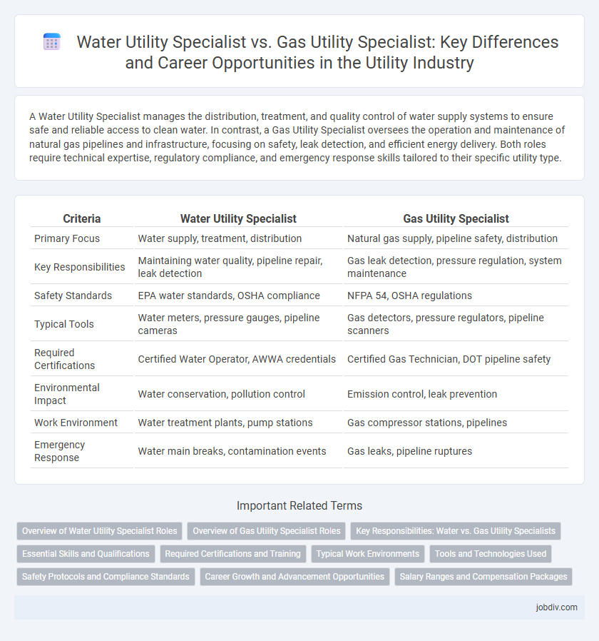 Water Utility Specialist vs. Gas Utility Specialist: Key Differences and Career Opportunities in the Utility Industry