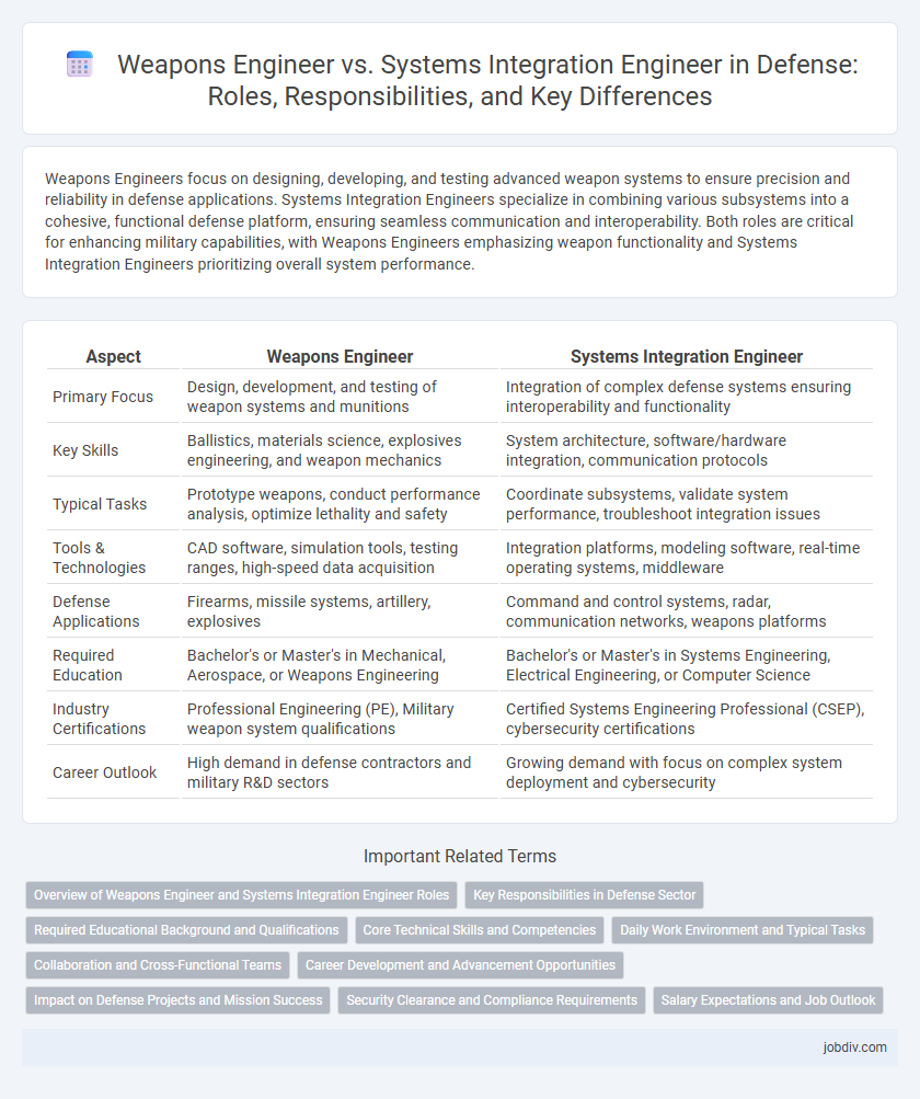 Weapons Engineer vs. Systems Integration Engineer in Defense: Roles, Responsibilities, and Key Differences