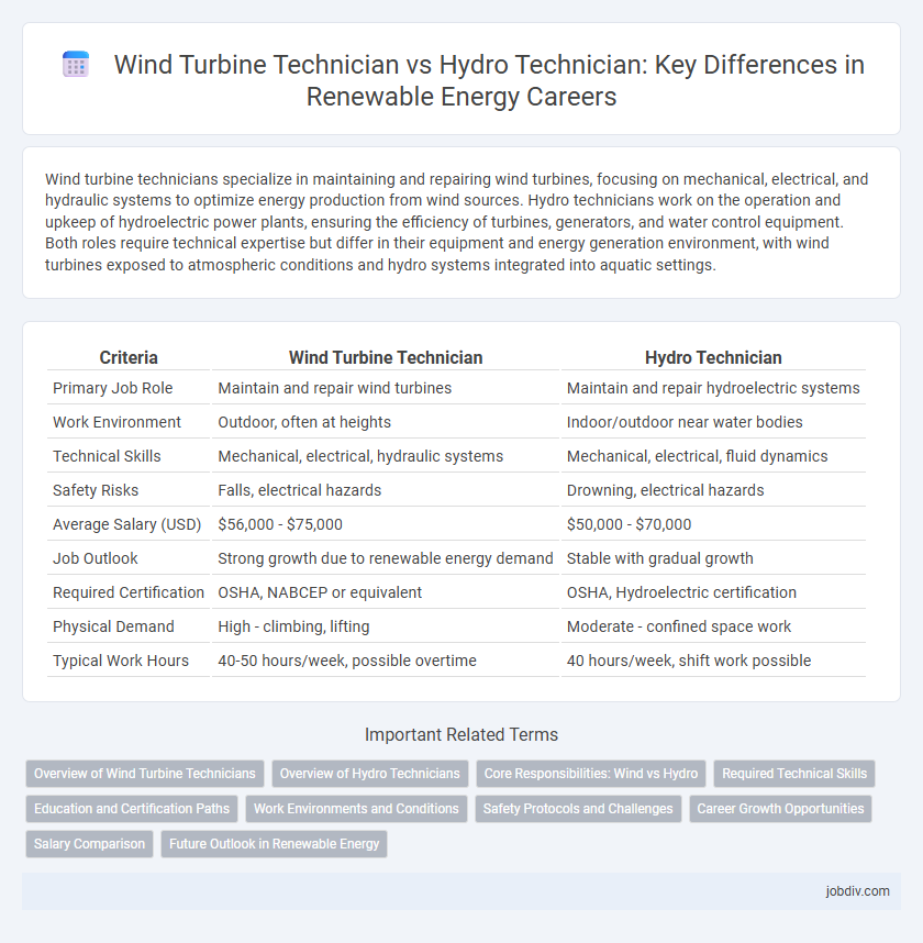 Wind Turbine Technician vs Hydro Technician: Key Differences in Renewable Energy Careers
