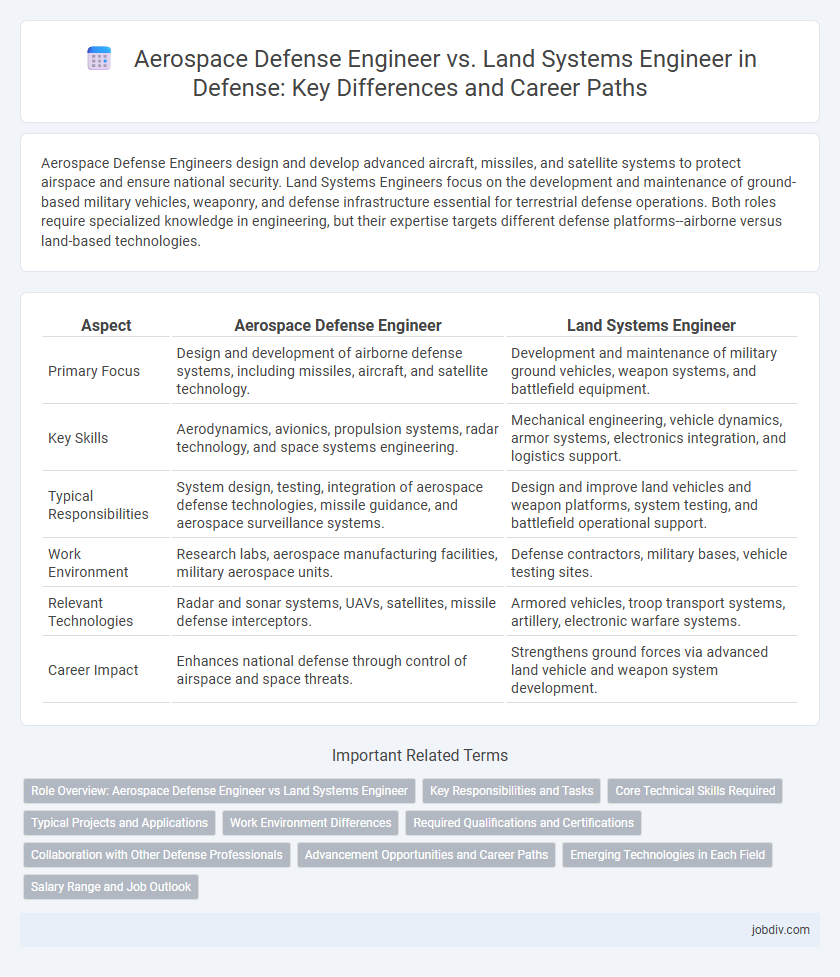 Aerospace Defense Engineer vs. Land Systems Engineer in Defense: Key Differences and Career Paths