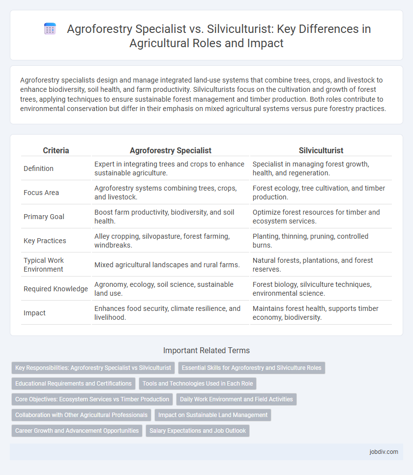Agroforestry Specialist vs. Silviculturist: Key Differences in Agricultural Roles and Impact