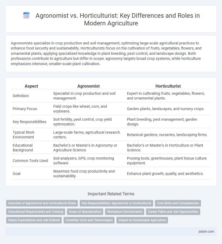 Agronomist vs. Horticulturist: Key Differences and Roles in Modern Agriculture