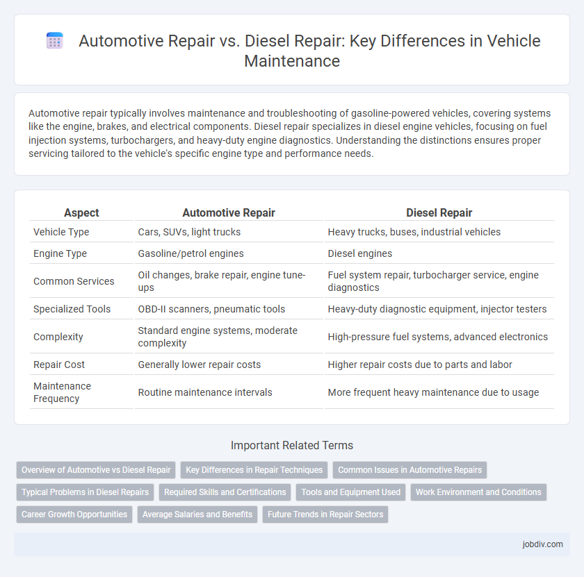 Automotive Repair vs. Diesel Repair: Key Differences in Vehicle Maintenance