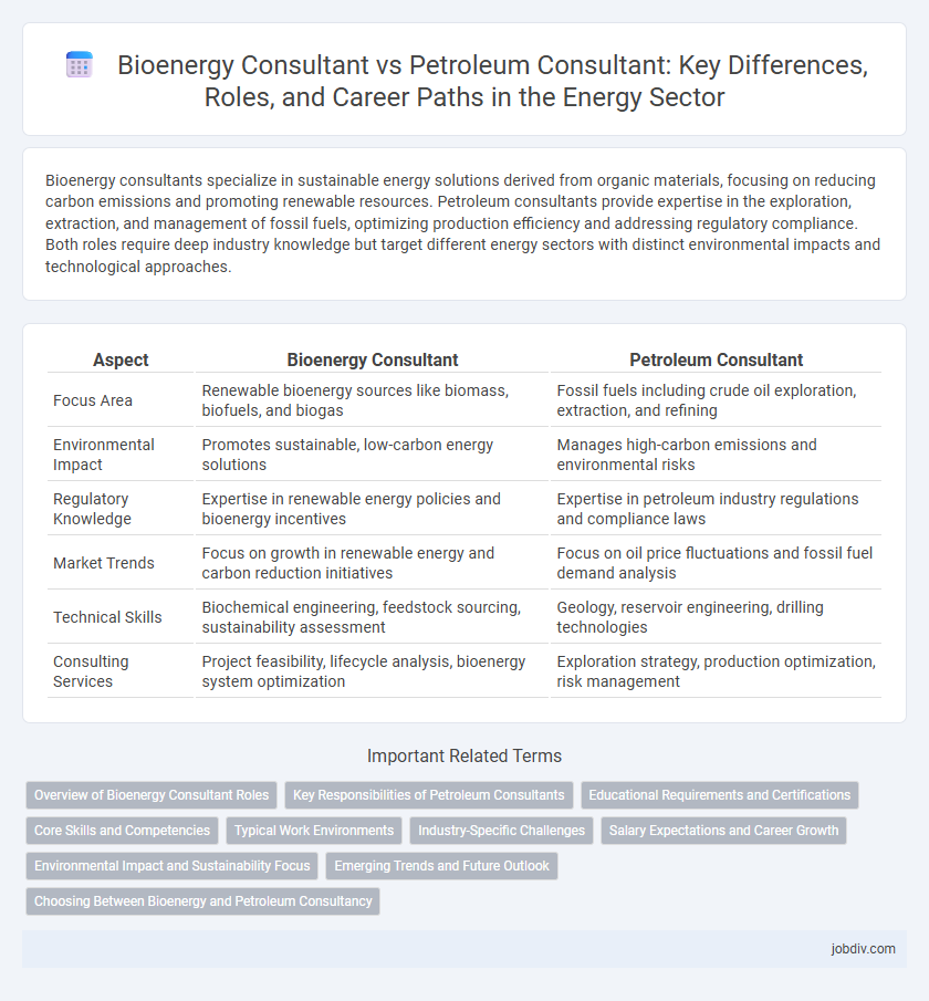 Bioenergy Consultant vs Petroleum Consultant: Key Differences, Roles, and Career Paths in the Energy Sector