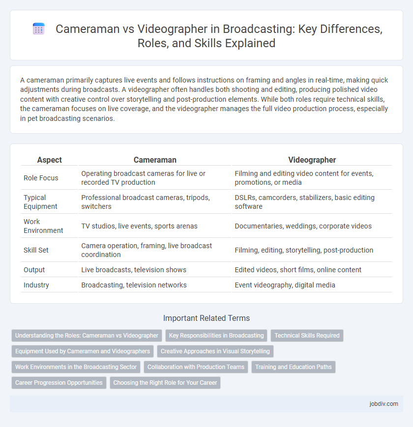 Cameraman vs Videographer in Broadcasting: Key Differences, Roles, and Skills Explained