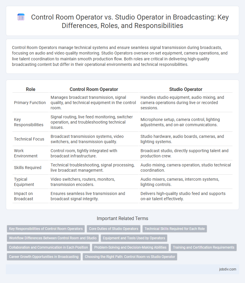 Control Room Operator vs. Studio Operator in Broadcasting: Key Differences, Roles, and Responsibilities
