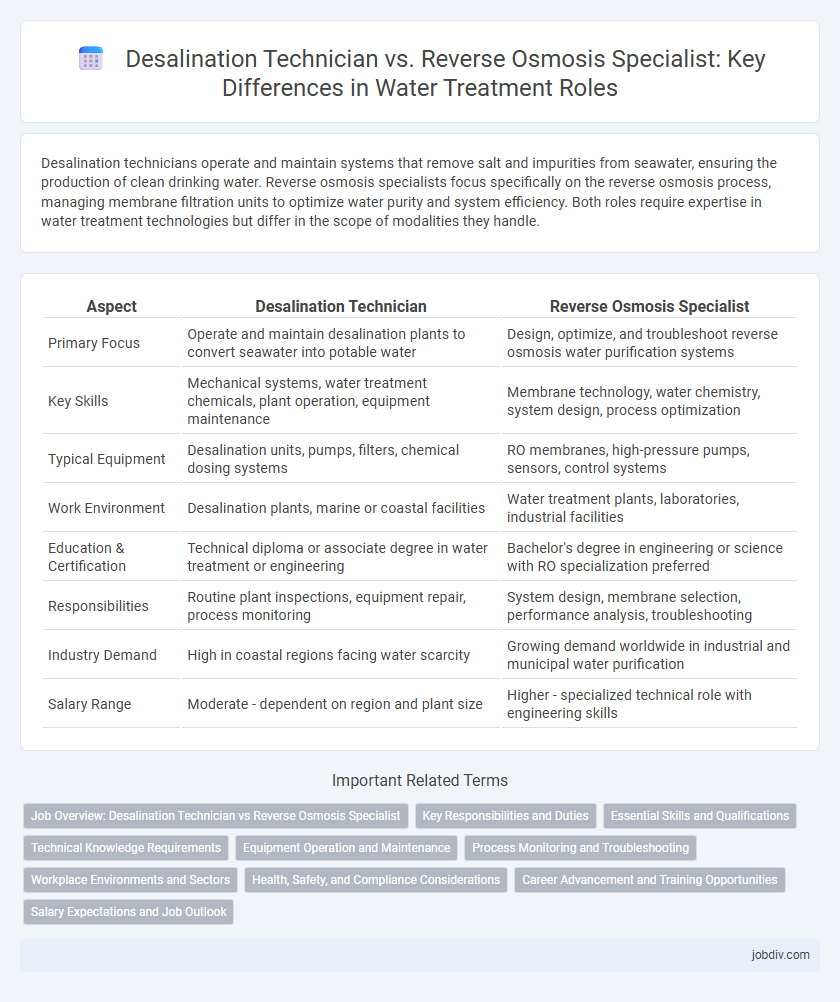 Desalination Technician vs. Reverse Osmosis Specialist: Key Differences in Water Treatment Roles