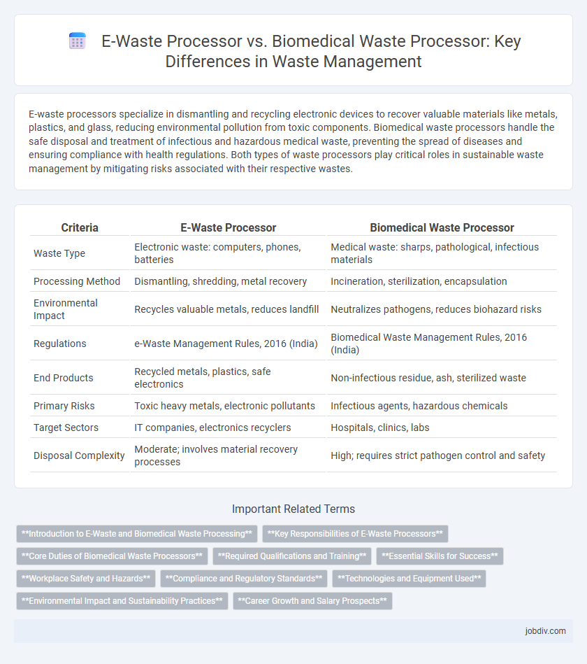 E-Waste Processor vs. Biomedical Waste Processor: Key Differences in Waste Management