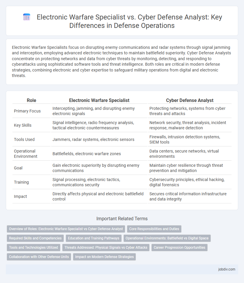 Electronic Warfare Specialist vs. Cyber Defense Analyst: Key Differences in Defense Operations