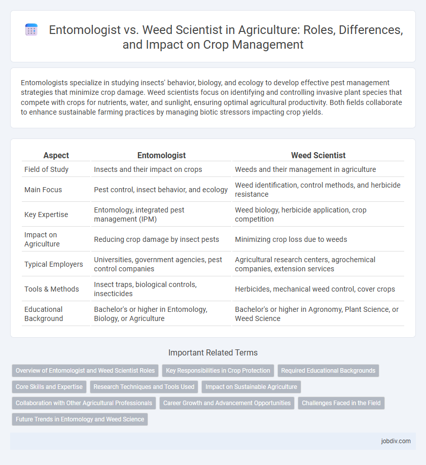 Entomologist vs. Weed Scientist in Agriculture: Roles, Differences, and Impact on Crop Management