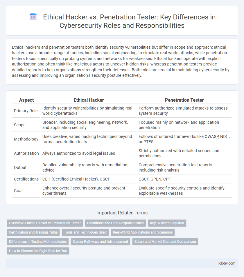 Ethical Hacker vs. Penetration Tester: Key Differences in Cybersecurity Roles and Responsibilities