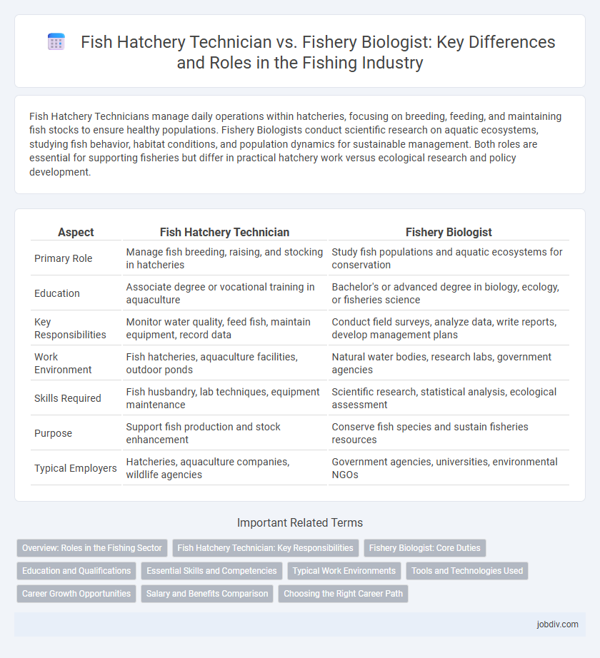 Fish Hatchery Technician vs. Fishery Biologist: Key Differences and Roles in the Fishing Industry