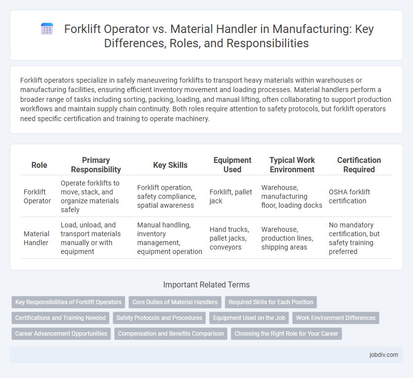 Forklift Operator vs. Material Handler in Manufacturing: Key Differences, Roles, and Responsibilities