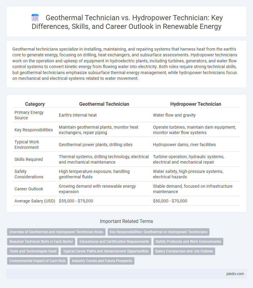 Geothermal Technician vs. Hydropower Technician: Key Differences, Skills, and Career Outlook in Renewable Energy